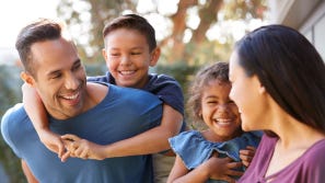 family playing outside