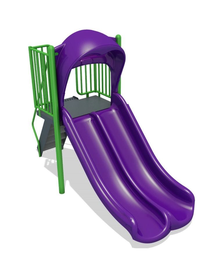 Playground equipment slides top