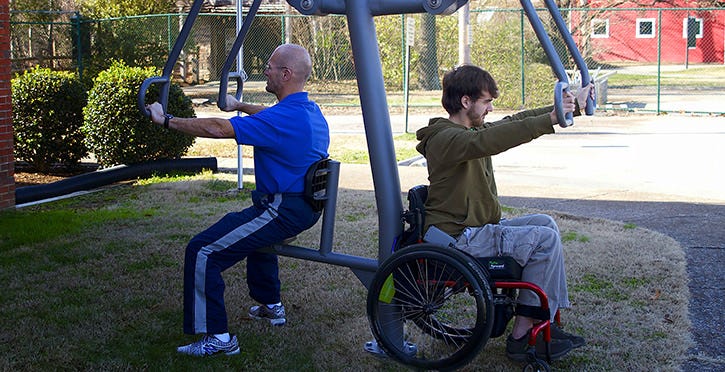 Outdoor gym equipment brings fitness activity to underserved communities.
