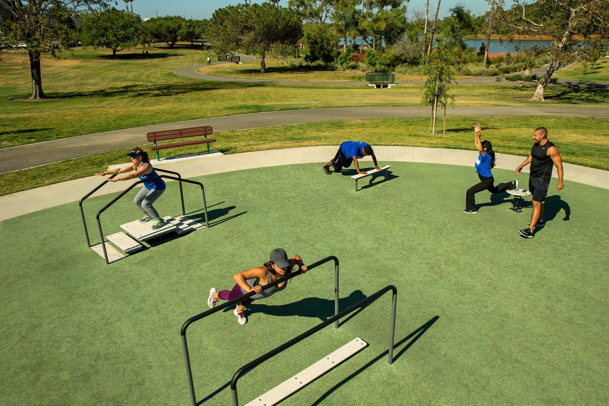 Therapeutic Outdoor Fitness Equipment Man using therapeutic outdoor fitness equipment