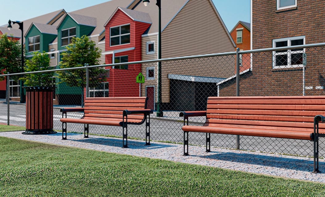 Series 2000 Benches and a trash can