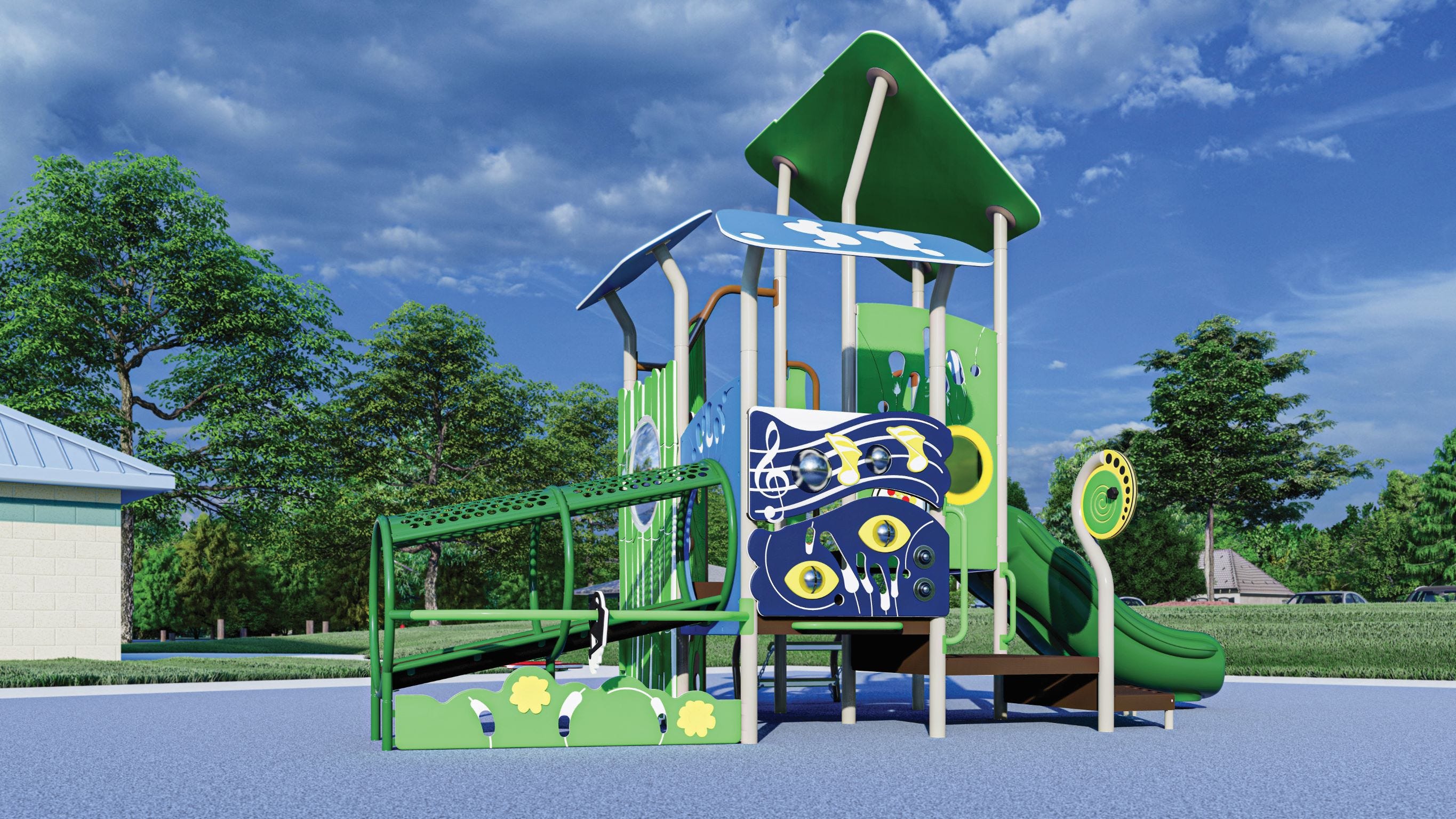 Larger green and blue play system