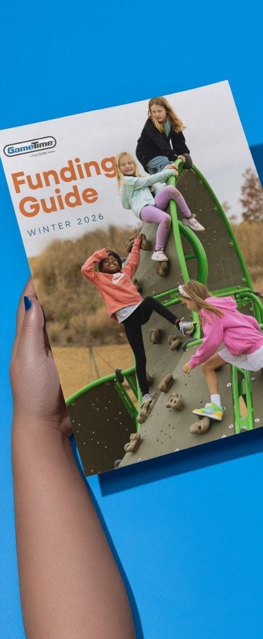 Cover of the Winter 2026 Playground Funding Guide from GameTime