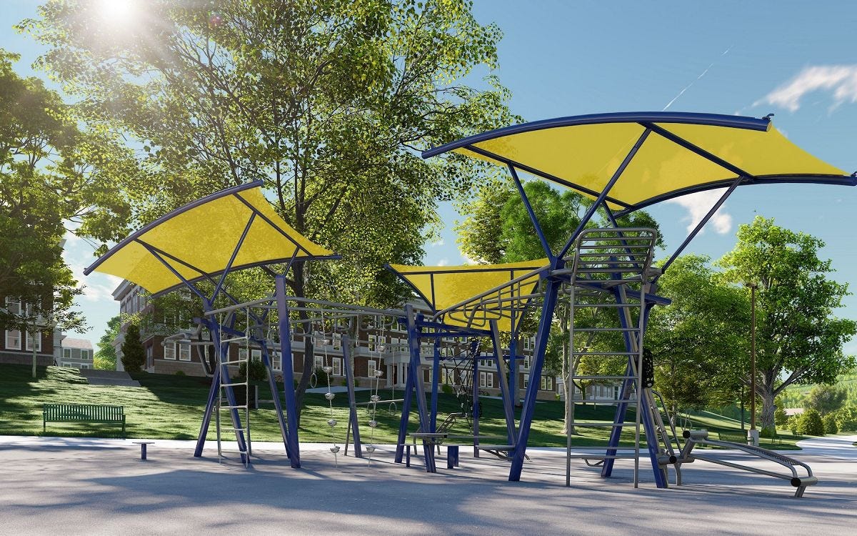 Outdoor Fitness Shade by GameTime Shade over an outdoor fitness structure