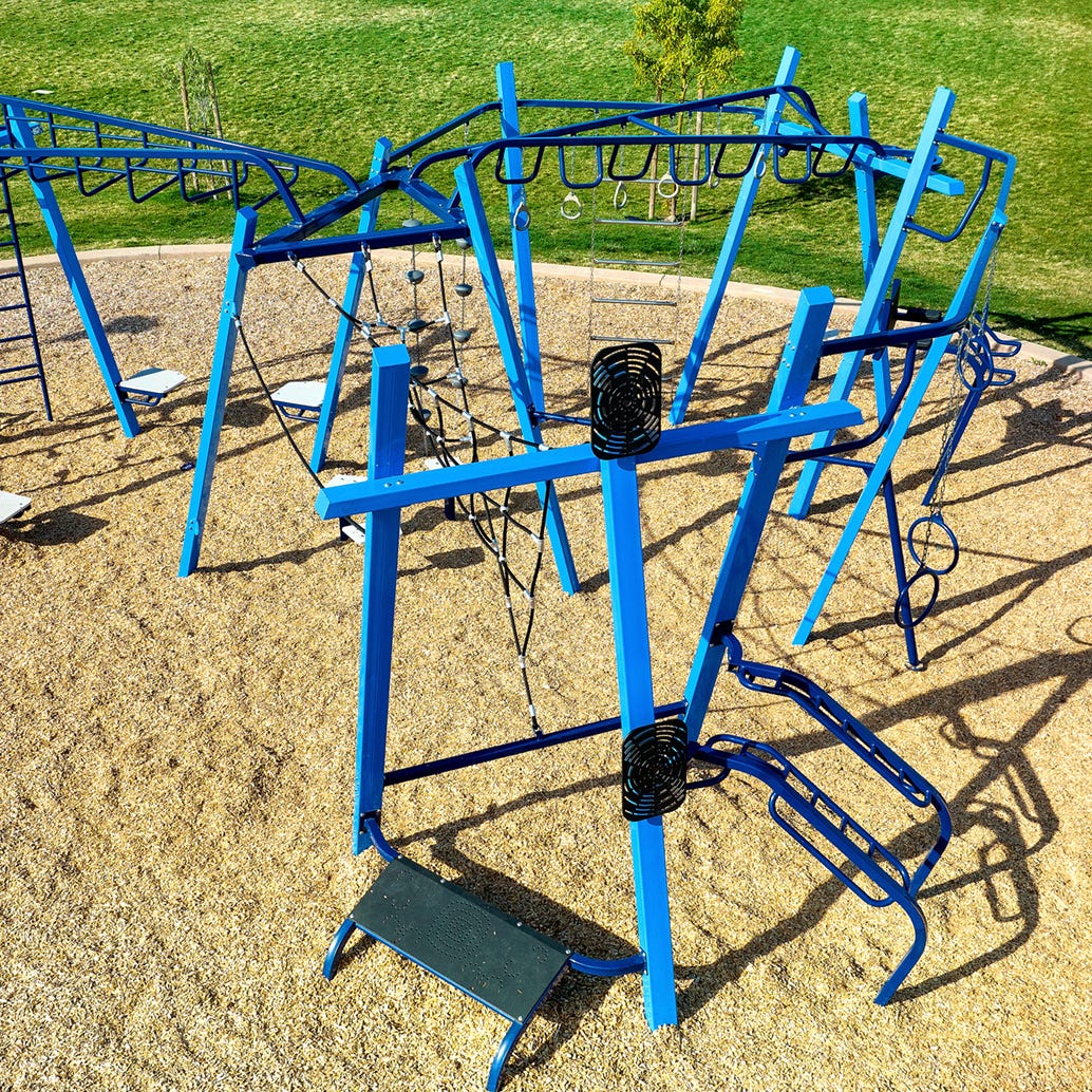 Overhead shot of an outdoor fitness system