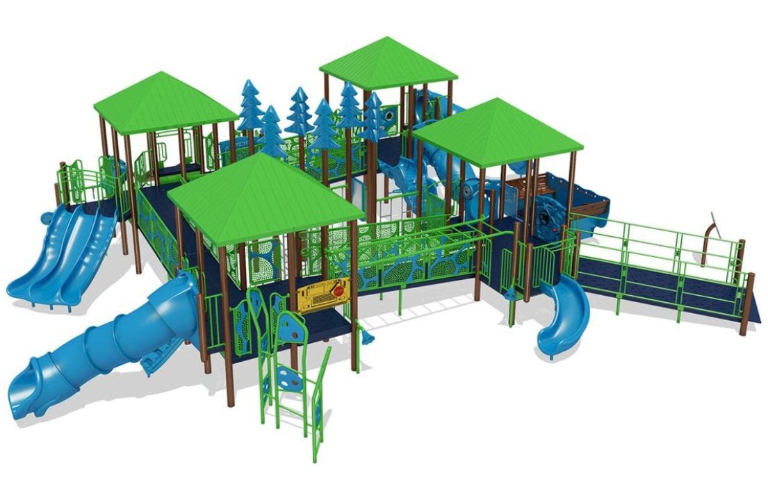 Inclusive play structure from GameTime with plenty of integrated shade